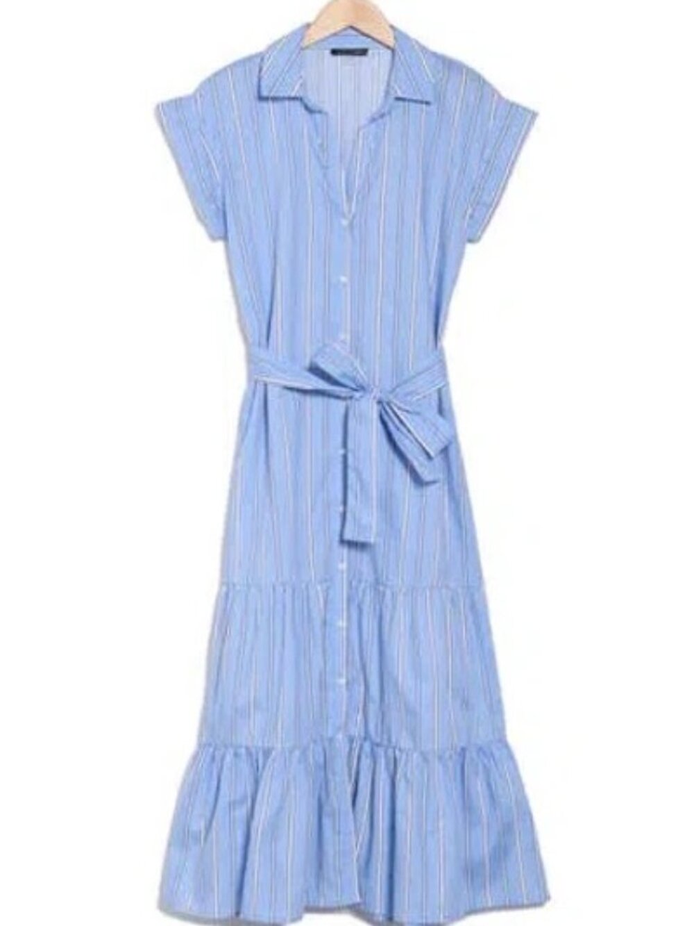 NWT Tommy Hilfiger Cap Sleeve Tiered Shirtdress Size 2 Blue